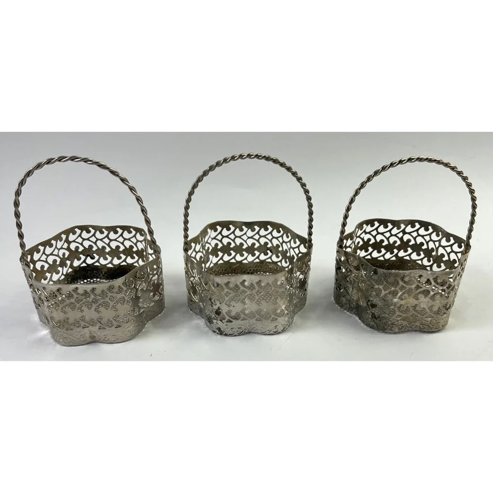 Lot of 6 Silver Plated Decorated Gift Baskets